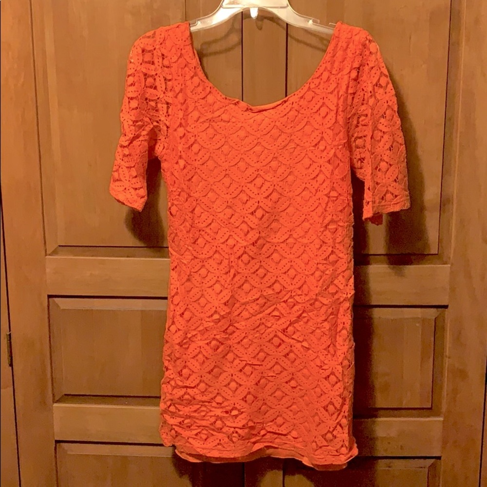 LIGHTLY WORN | Lace Qtr-Sleeve Zip-Up Dress